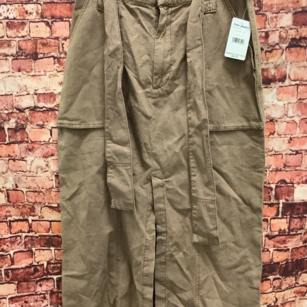 Free People Womens Brown Belted Tea-Length Pencil